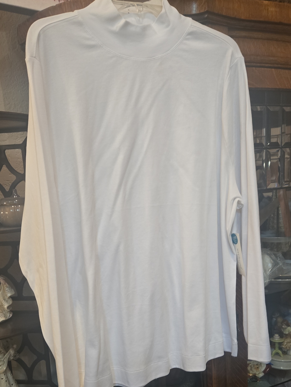 Westbound White Mock Neck Long Sleeve Tee